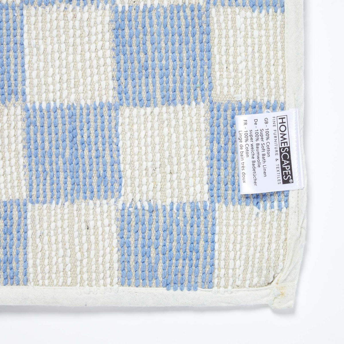 BADEMATTE 50/80 cm Karomuster, Baumwolle - Blau, Textil (50/80cm) - Homescapes