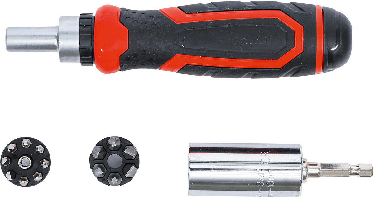 PRÄZISIONS-BIT- / MULTI-EINSATZ-SATZ | MIT RATSCHEN-DREHGRIFF FÜR - Multicolor, Kunststoff/Metall (1/1cm) - BGS technic