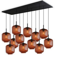 HÄNGELEUCHTE Velo 12-flammig Braun Ø 20cm - Schwarz/Braun, Glas (20/20/20cm) - s.luce