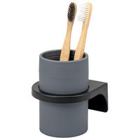 ZAHNPUTZBECHER SAVONA Softtouch, grau, rund - Grau, Kunststoff (9/7/9.5cm) - bremermann