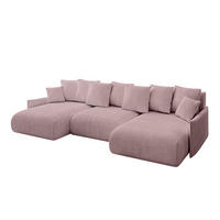 WOHNLANDSCHAFT mit Schlaffunktion und Bettkasten ONESK-U-v1 304x165x40 Rosa Cord - Rosa, Holzwerkstoff/Kunststoff (304/90/165cm) - ALTDECOR