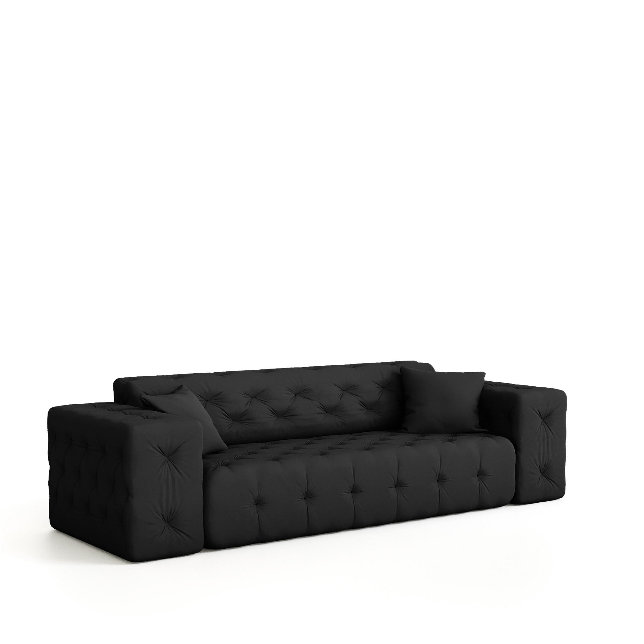 SOFA 3-sitzer Chantal - Schwarz, Holzwerkstoff/Textil (251/78/96cm) - Fun Möbel