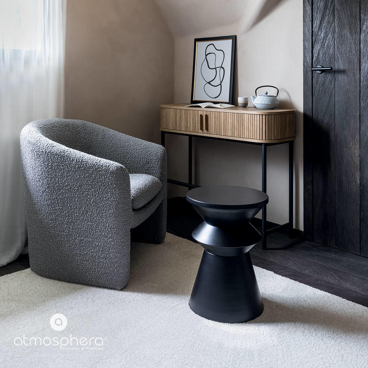 KAFFEETISCH rund, Metall, Schwarz - Schwarz, Metall (36/36/48.5cm) - Atmosphera Createur d´interieur