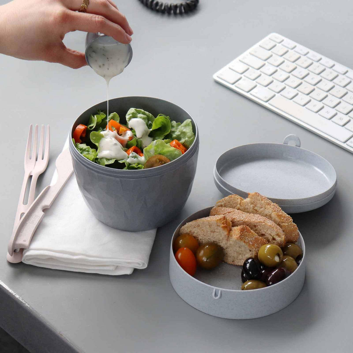 BENTOBOX organic concrete grey - Grau, Kunststoff (14.2/13/13.5cm) - Koziol
