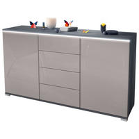 SIDEBOARD Faro Sandgrau Hochglanz - Sandfarben, Holzwerkstoff (138.5/75.5/35cm) - Vladon