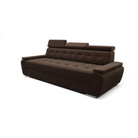 SCHLAFSOFA KONGO 01, Sofa mit Schlaffunktion, Farbe: Dunkelbraun, Velourstoff - Dunkelbraun, Textil (230/90/95cm) - O-Sofa