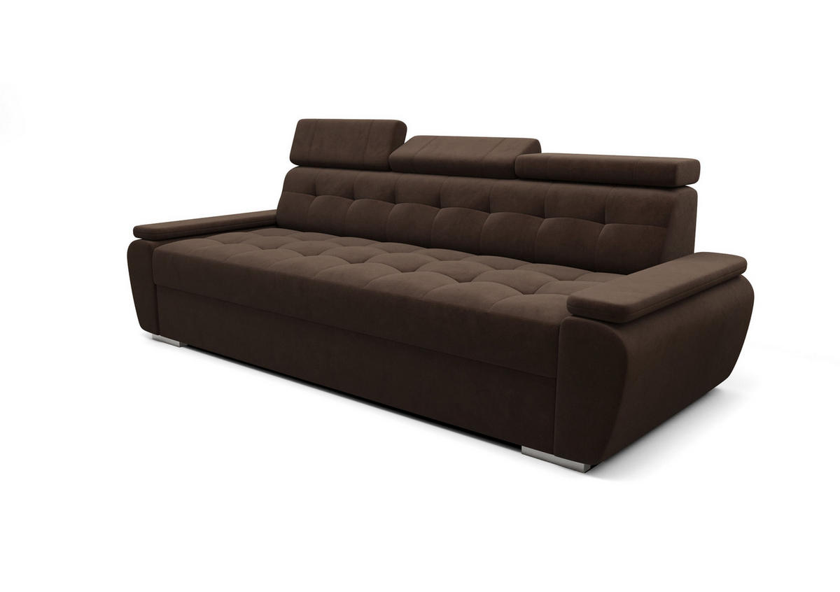 SCHLAFSOFA KONGO 01, Sofa mit Schlaffunktion, Farbe: Dunkelbraun, Velourstoff - Dunkelbraun, Textil (230/90/95cm) - O-Sofa