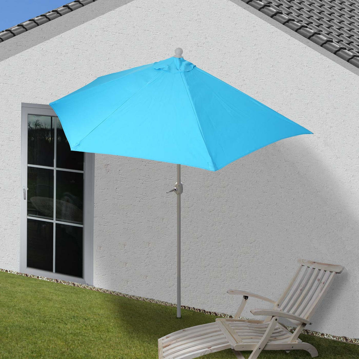 SONNENSCHIRM HALBRUND UV 50+ Türkis - Türkis, Textil (285/145cm) - MCW