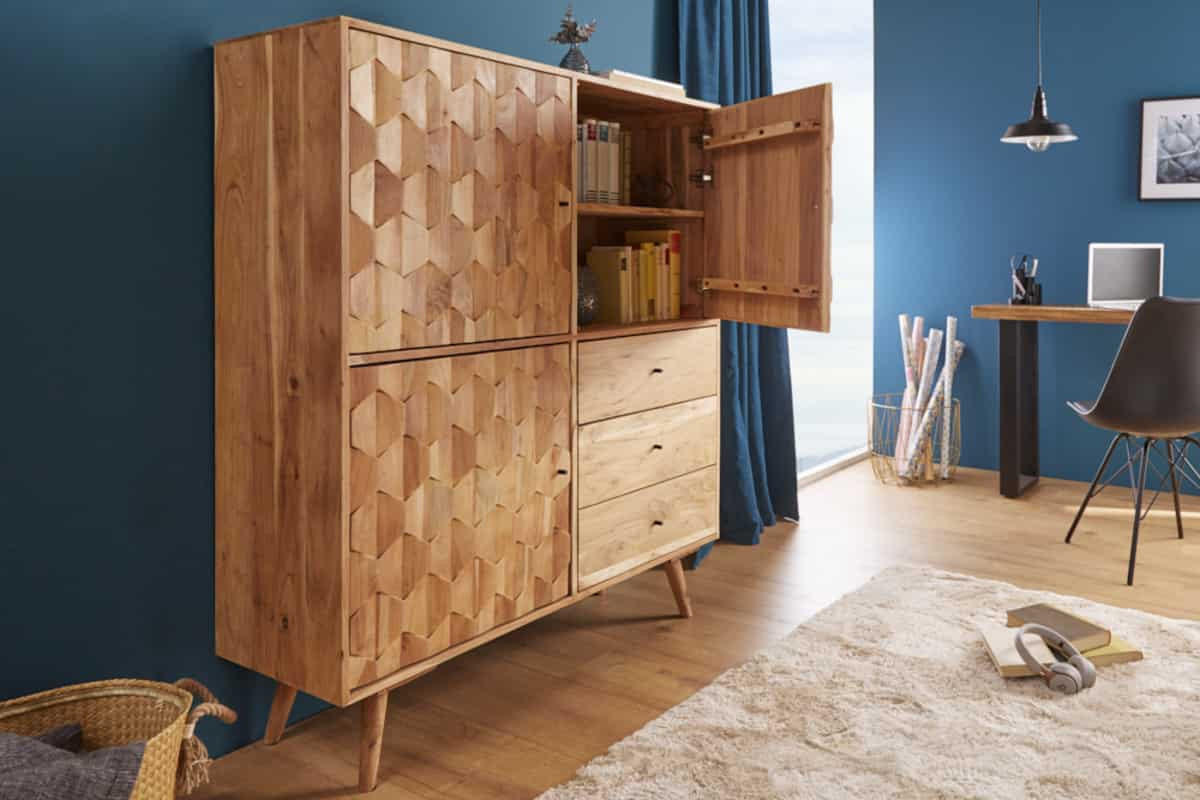 HIGHBOARD MYSTIC LIVING Natur Akazie 140cm - Braun, Holz (118/140/40cm) - riess-ambiente