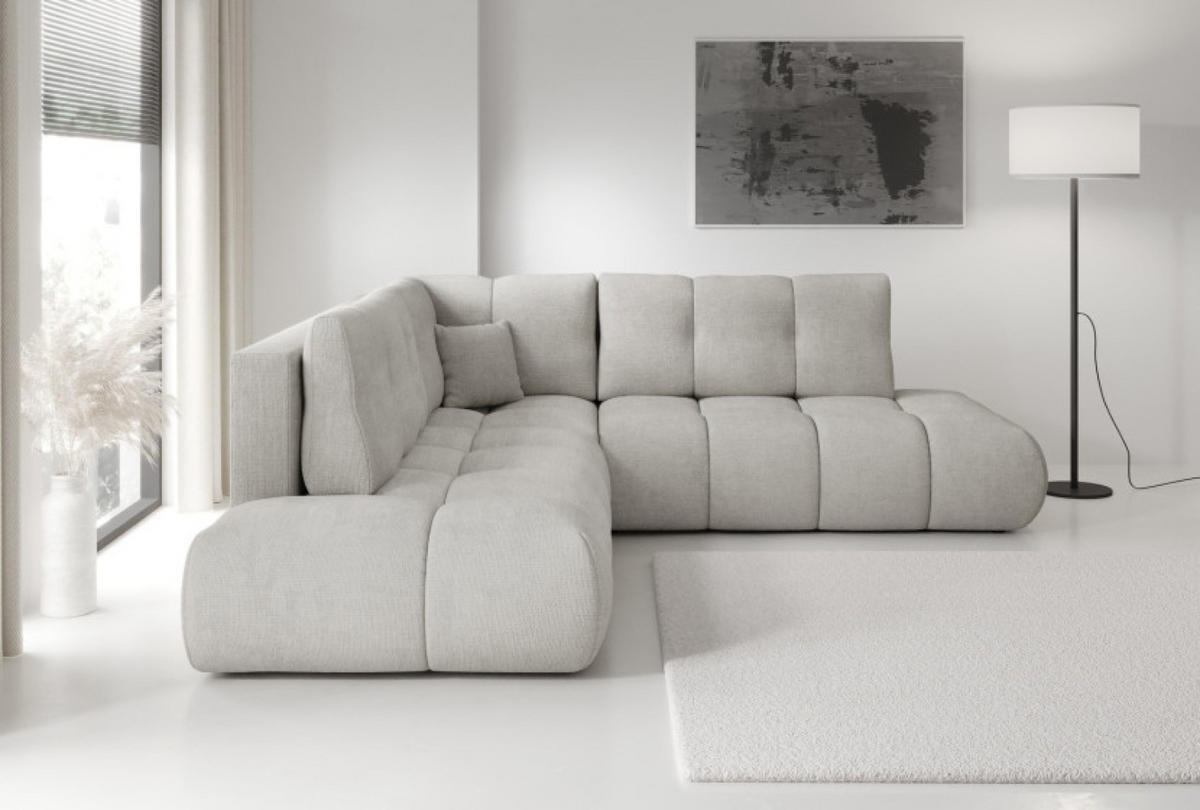 ECKSOFA Hellgrau SOHI Flow 16 Ausziehbar Mit Schlaffunktion - Hellgrau/Grau, Textil (266.5/266.5cm) - Sepro Meble