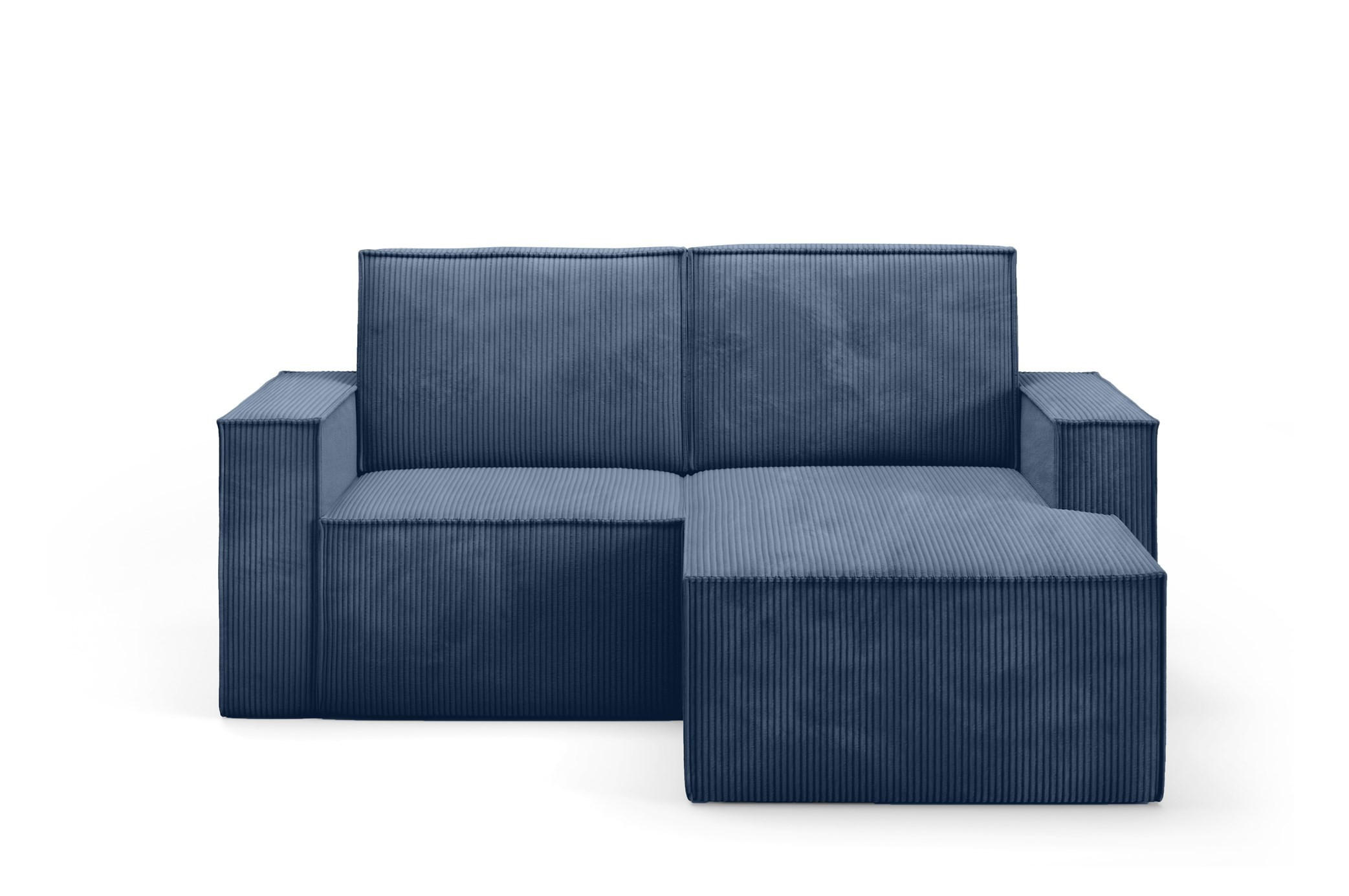 ECKSOFA Orto Dunkelblau, Zweisitzer Kordecksofa linke seite - Dunkelblau, Holzwerkstoff/Textil (180/141cm) - Bettso