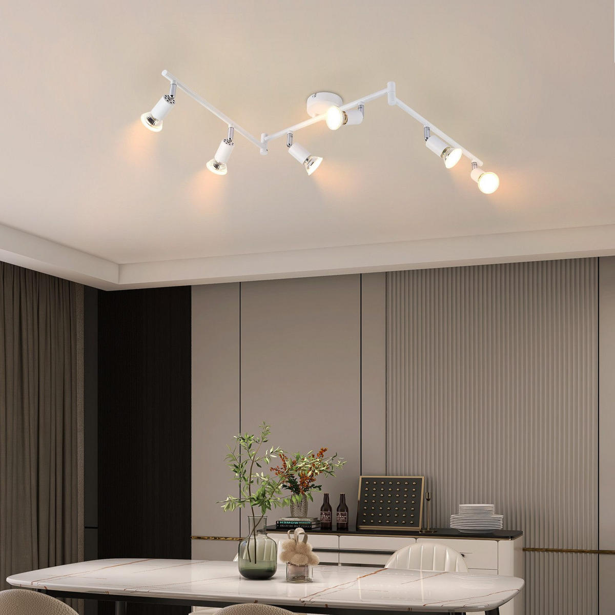 STRAHLER Flensburg 6-flammig 108/8/15.5 cm - Weiß, Metall (108/8/15.5cm) - Nettlife