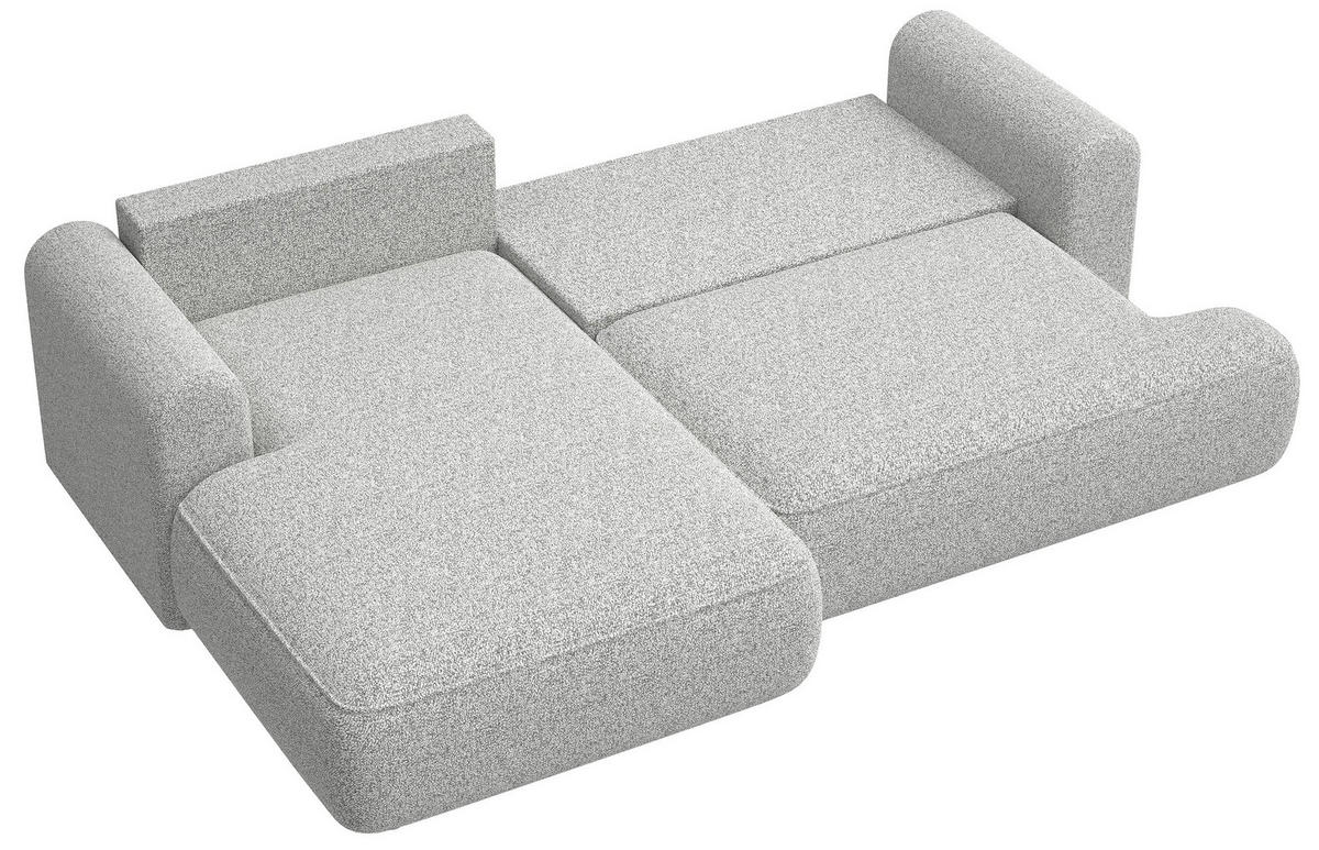 ECKSOFA Ovo Hellgrau Webstoff-Bezug - Hellgrau/Schwarz, Kunststoff/Textil (260/165cm) - Selsey