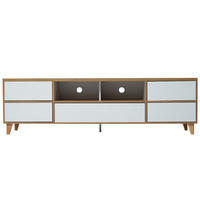 TV-SCHRANK 175/37/51 cm weiß MDF mit 4 Fächern und stabilen Holzfüßen - Naturfarben, Holzwerkstoff (175/51/37cm) - OKWISH