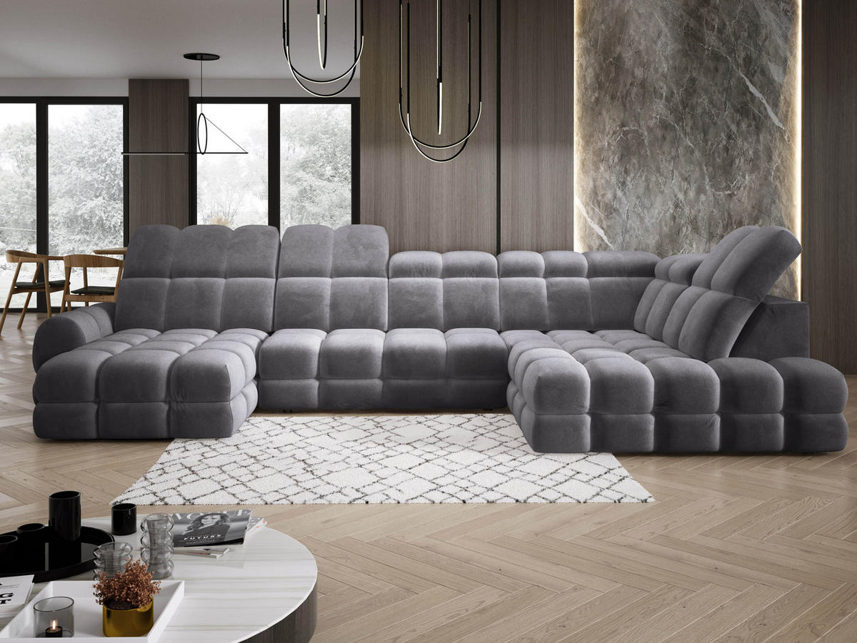 ECKSOFA TOLLO Salvador-stoff U-form 400x217x105 cm anthrazit - Anthrazit, Holz/Textil (217/400cm) - DomoHome