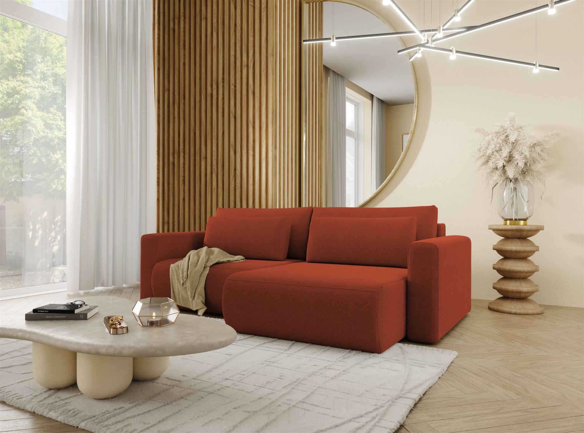ECKSOFA Chaira Mit Schlaffunktion - Rotbraun, Holzwerkstoff/Textil (240/149cm) - Fun Möbel