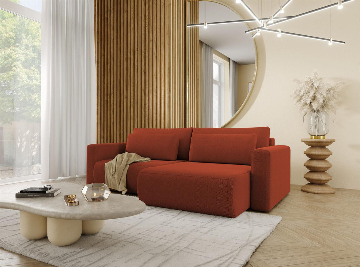 ECKSOFA Chaira Mit Schlaffunktion - Rotbraun, Holzwerkstoff/Textil (240/149cm) - Fun Möbel