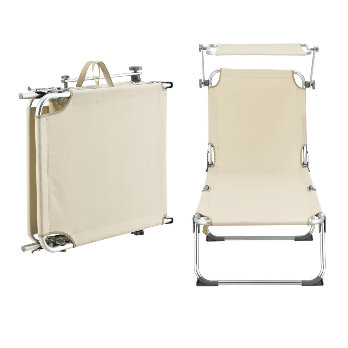 SONNENLIEGE Legorreta - Beige, Textil/Metall (189/28/57cm) - [en.casa]