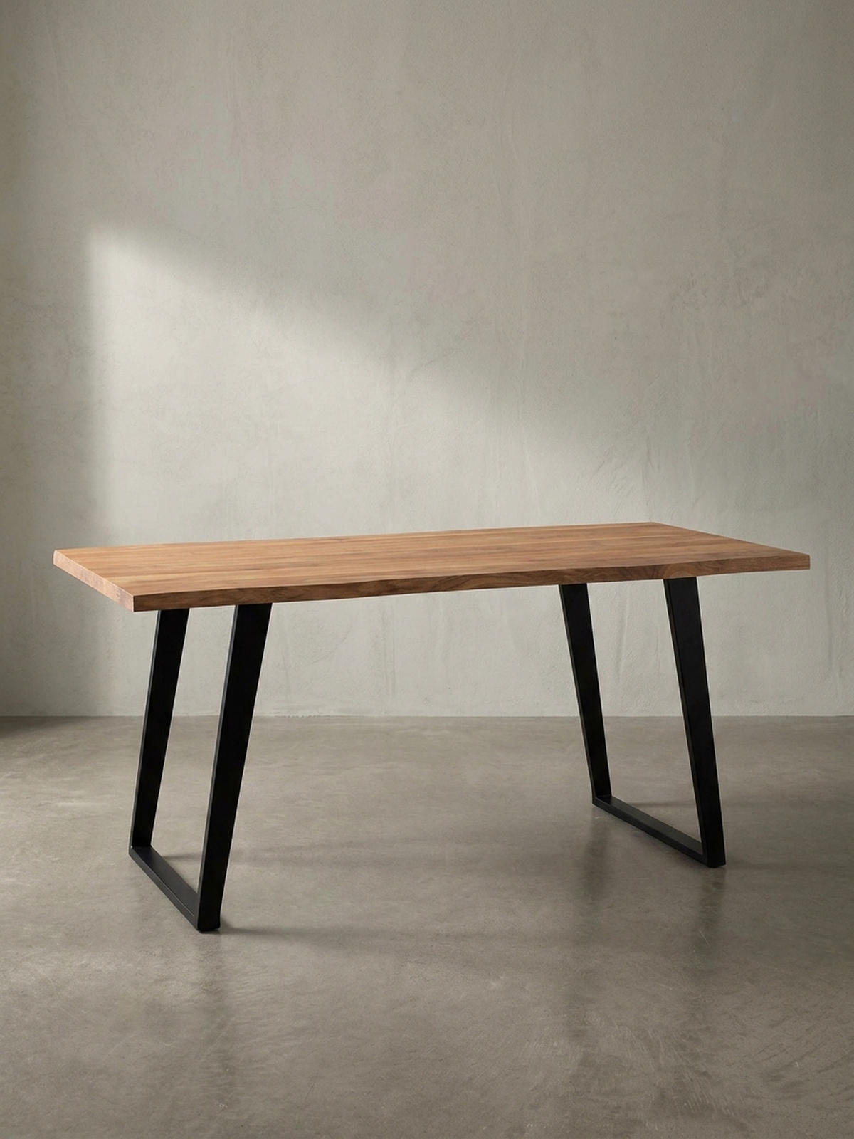 SCHREIBTISCH Massivholz Baumkante U-Gestell Handarbeit ATOLL, Goldbraun-Schwarz 180x90x76 cm - Schwarz/Braun, Holz/Metall (90/180/76cm) - KADIMA DESIGN