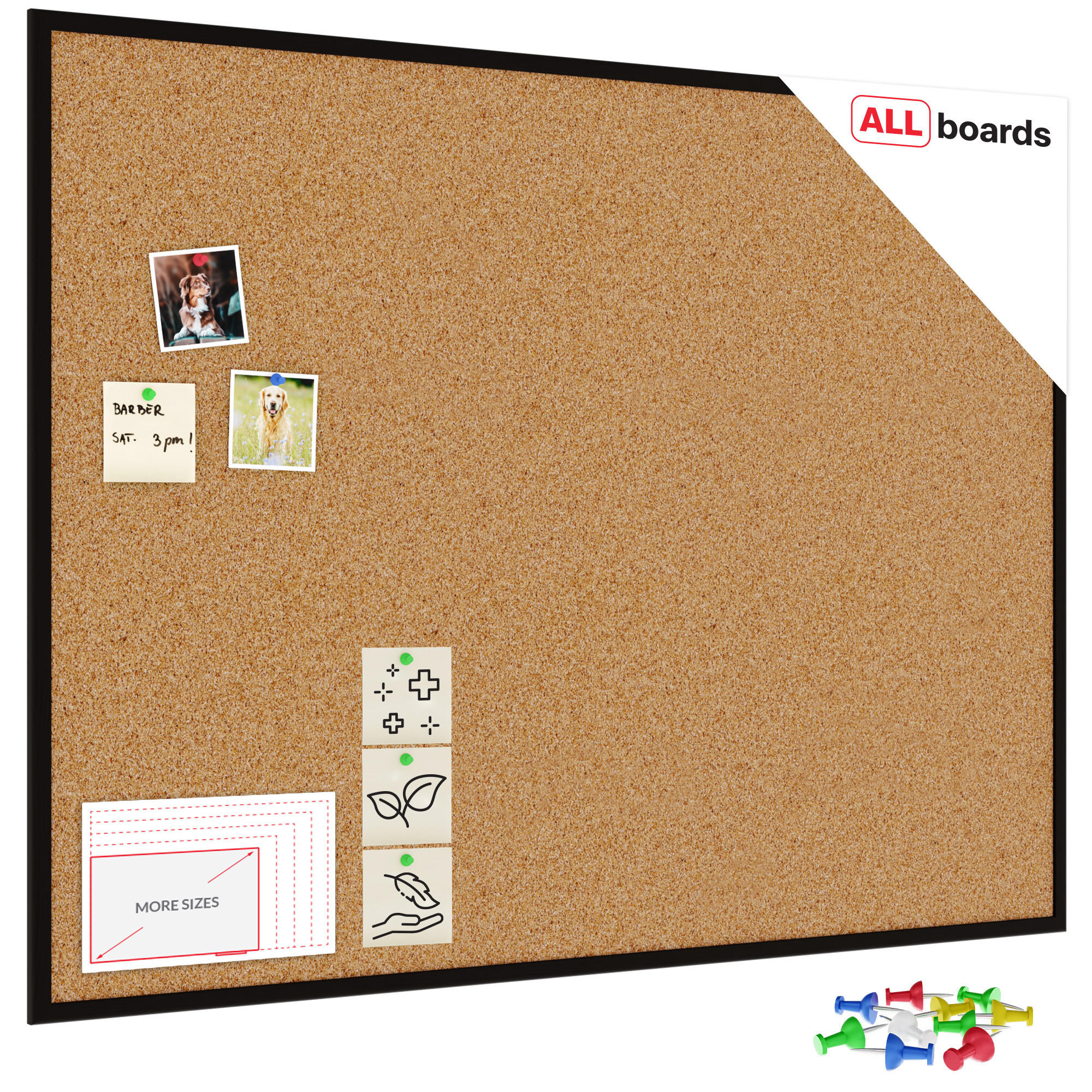 PINNWAND mit schwarzem Naturholzrahmen 120x90cm - Schwarz, Holz (120/90/1.5cm) - ALLboards