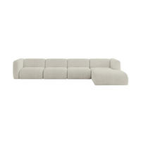 ECKSOFA Ottomane Rechts MIRA-L3 409x179x70 Creme Cord - Ecru/Creme, Holzwerkstoff/Kunststoff (409/179cm) - ALTDECOR