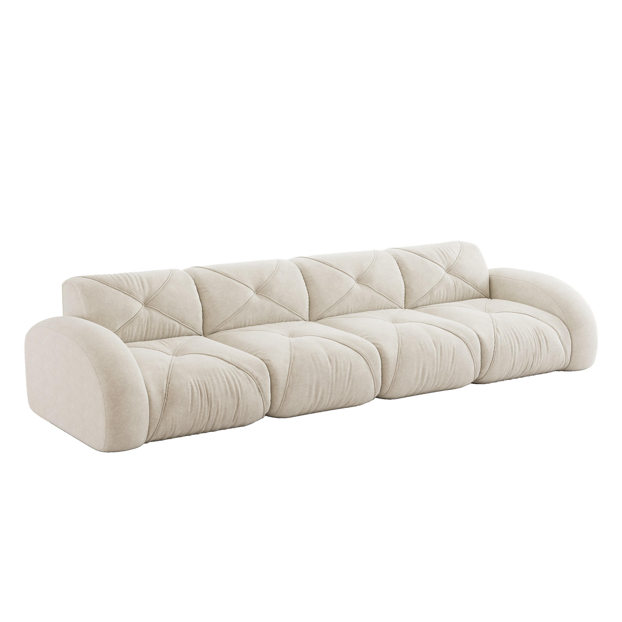 4-SITZER Sofa 358x95x76 cm aus Chenille-Stoff rahmenlos modular, weiß - Weiß, Textil (95/76/358cm) - Luhomfu