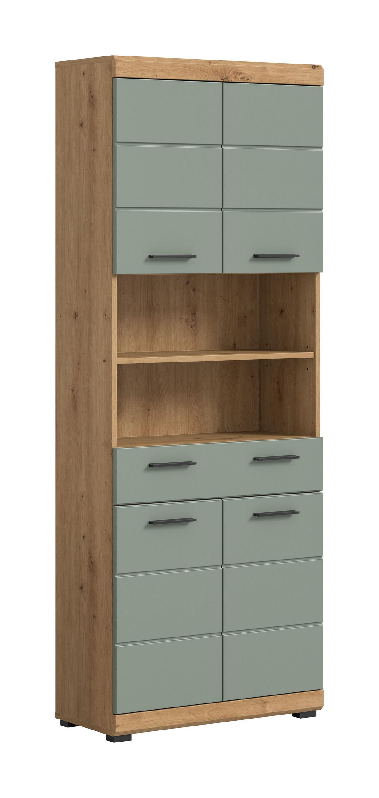 HOCHSCHRANK Scout Bad in Artisan Eiche Nachbildung und Salbei Nachbildung B/H/T: 74x191x31 cm - Eiche Artisan, Holz (74/191/31cm)