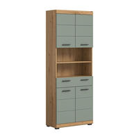HOCHSCHRANK Scout Bad in Artisan Eiche Nachbildung und Salbei Nachbildung B/H/T: 74x191x31 cm - Eiche Artisan, Holz (74/191/31cm)