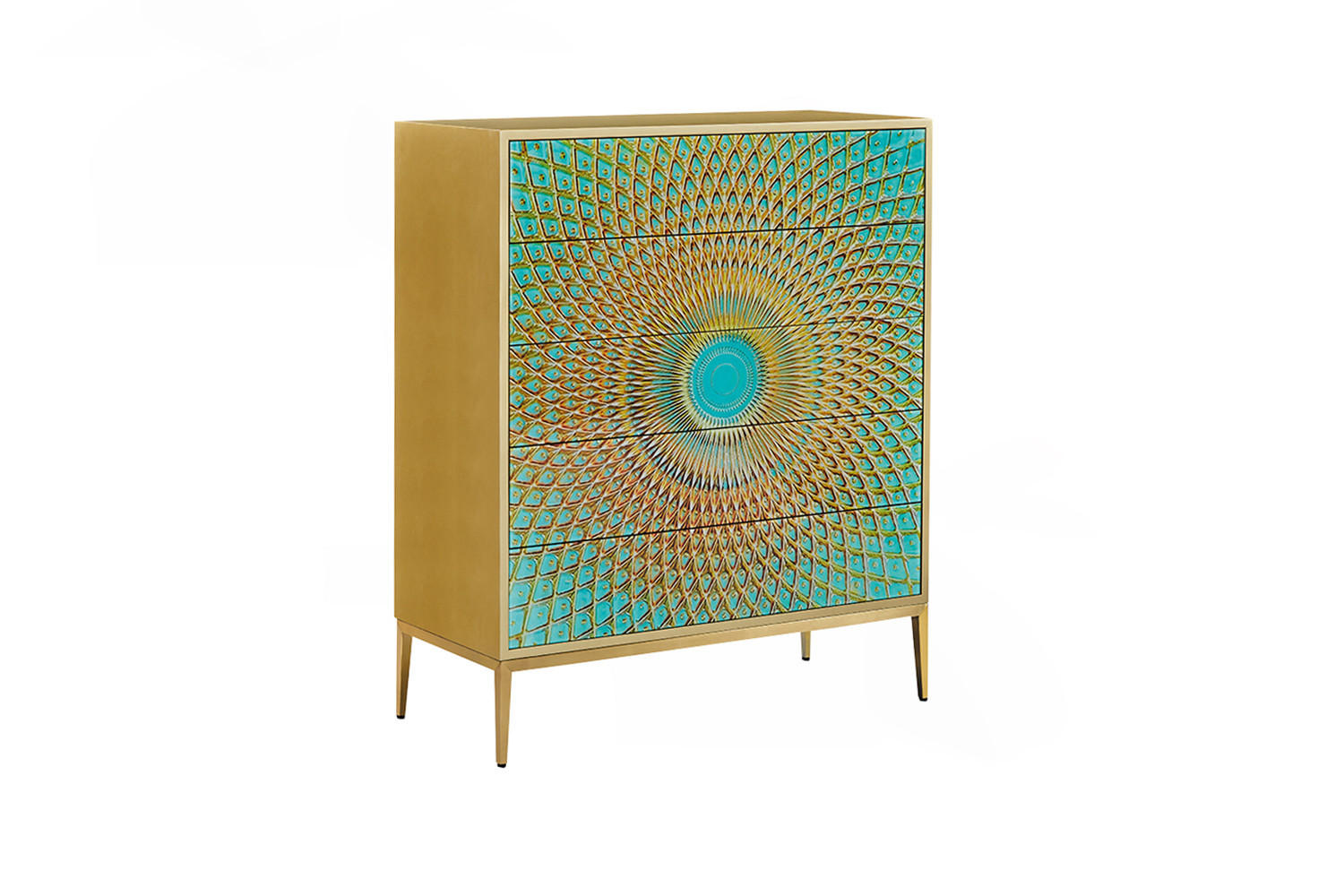 HIGHBOARD LAGO Grün Holz - Goldfarben/Grün, Holz/Holzwerkstoff (100/120/40cm) - KAWOLA
