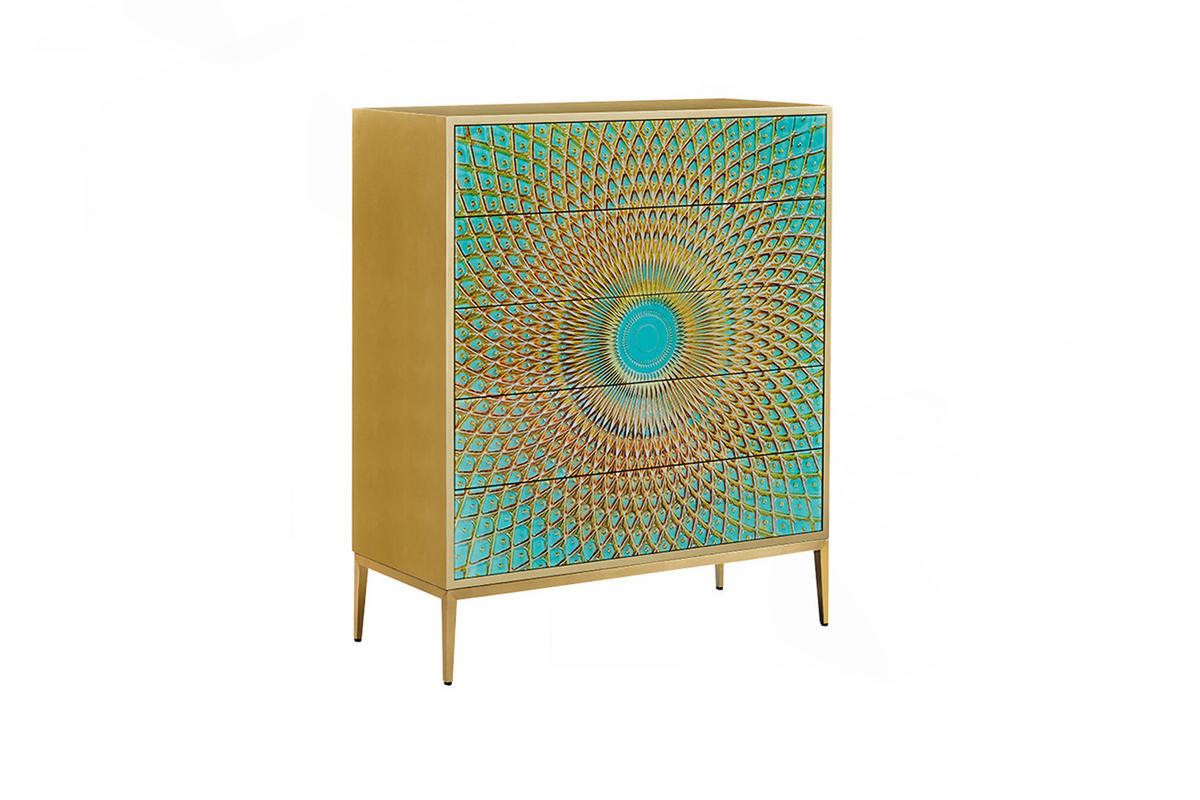 HIGHBOARD LAGO Grün Holz - Goldfarben/Grün, Holz/Holzwerkstoff (100/120/40cm) - KAWOLA