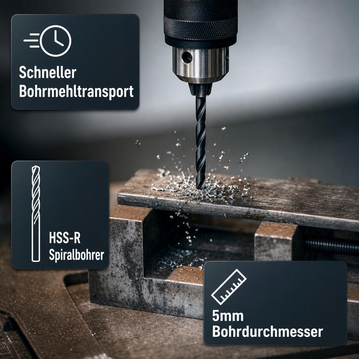 SPIRALBOHRER 5mm - Schwarz, Metall (13/1/1cm) - KLASEBO