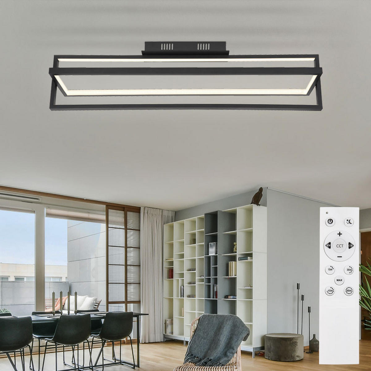 LED DECKENLEUCHTE FLIPS Schwarz Metall - Schwarz, Metall (82/18/21.5cm) - Globo Lighting