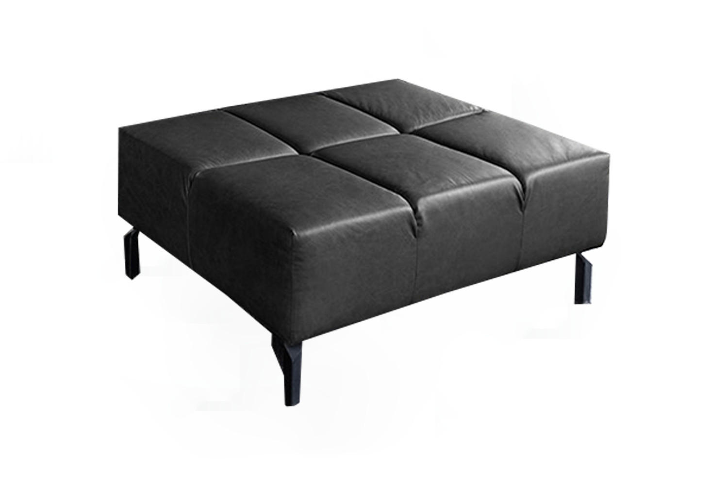 POLSTERHOCKER NELSON Schwarz Leder - Schwarz, Leder (107/43/71cm) - KAWOLA