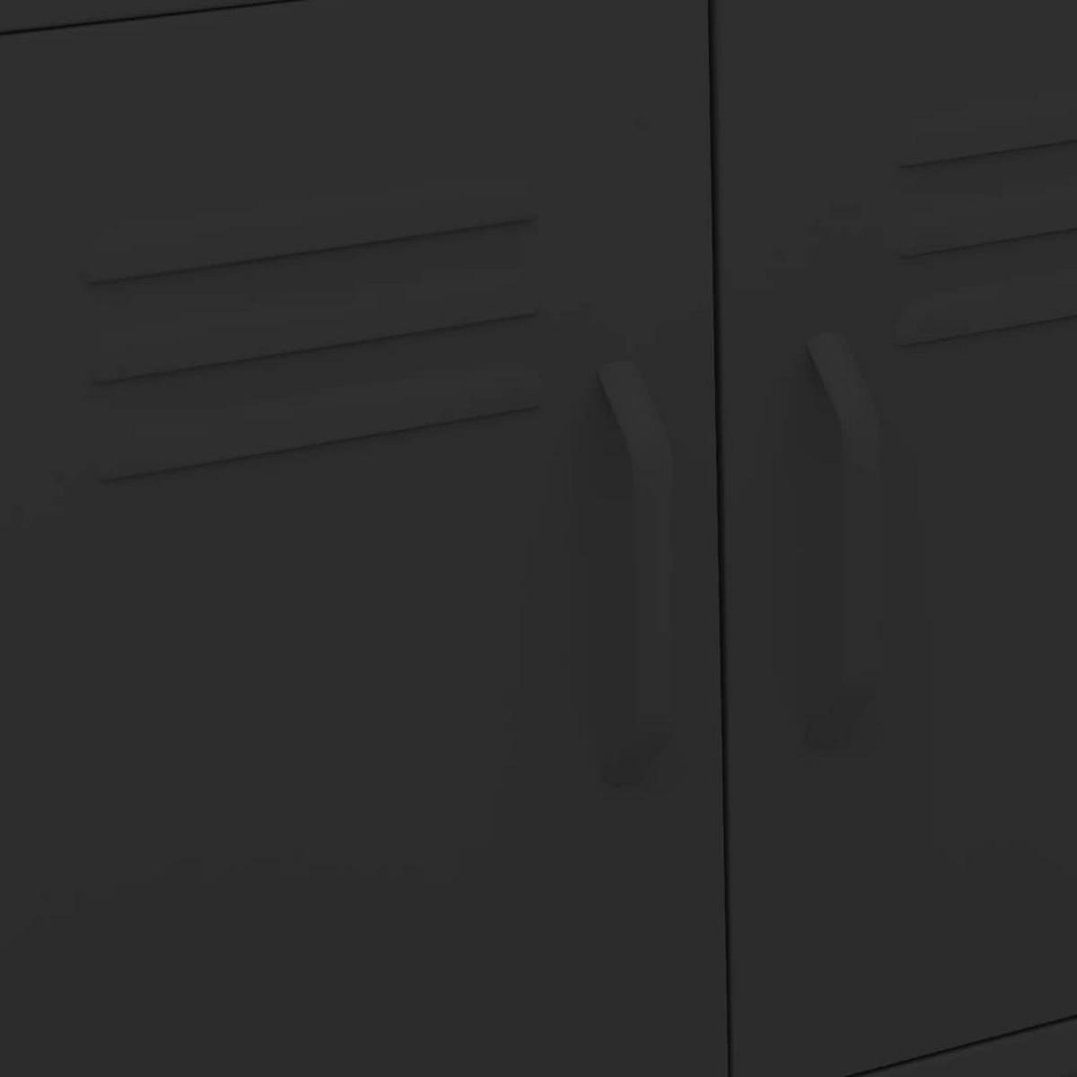 ROLLSCHRANK mit 2 Fächern, 60/35/56 cm, aus Stahl, in Schwarz - Schwarz, Metall (60/56/35cm) - vidaXL