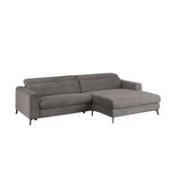 ECKSOFA LAISKA Grau Cord - Schwarz/Grau, Textil/Metall (282/177cm) - KAWOLA