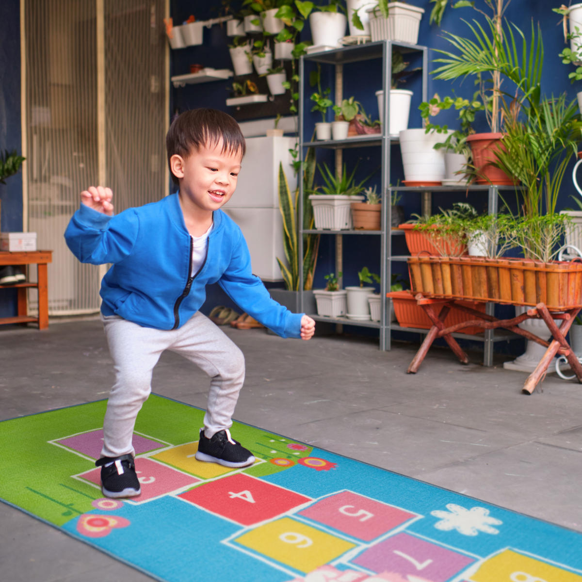 KINDERTEPPICH Hüpfspiel - Multicolor, Kunststoff/Textil (70/180cm) - Relaxdays