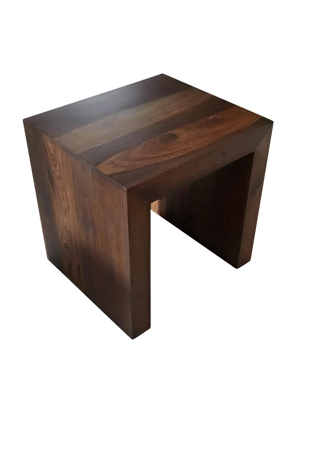 HOCKER Sheesham 45x40x40 walnuss lackiert DUKE #111 - Dunkelbraun, Holz (45/40/40cm) - Massivmoebel24