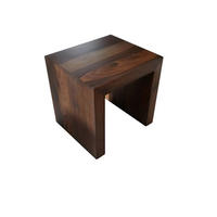 HOCKER Sheesham 45x40x40 walnuss lackiert DUKE #111 - Dunkelbraun, Holz (45/40/40cm) - Massivmoebel24