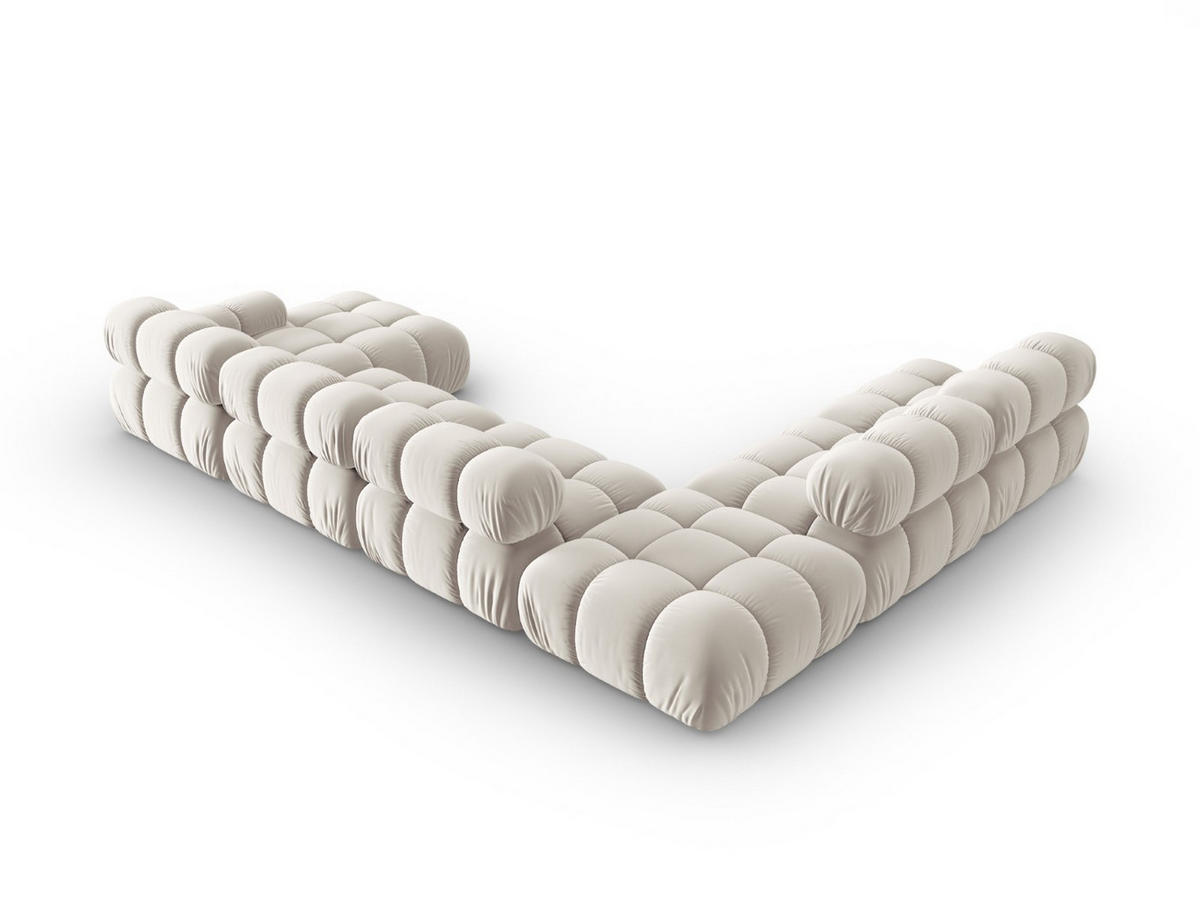 MODULARES-PANORAMASOFA links Bellis aus Samt leichtes beige 7 Sitzplätze - Creme, Textil (282/63/379cm) - Micadoni