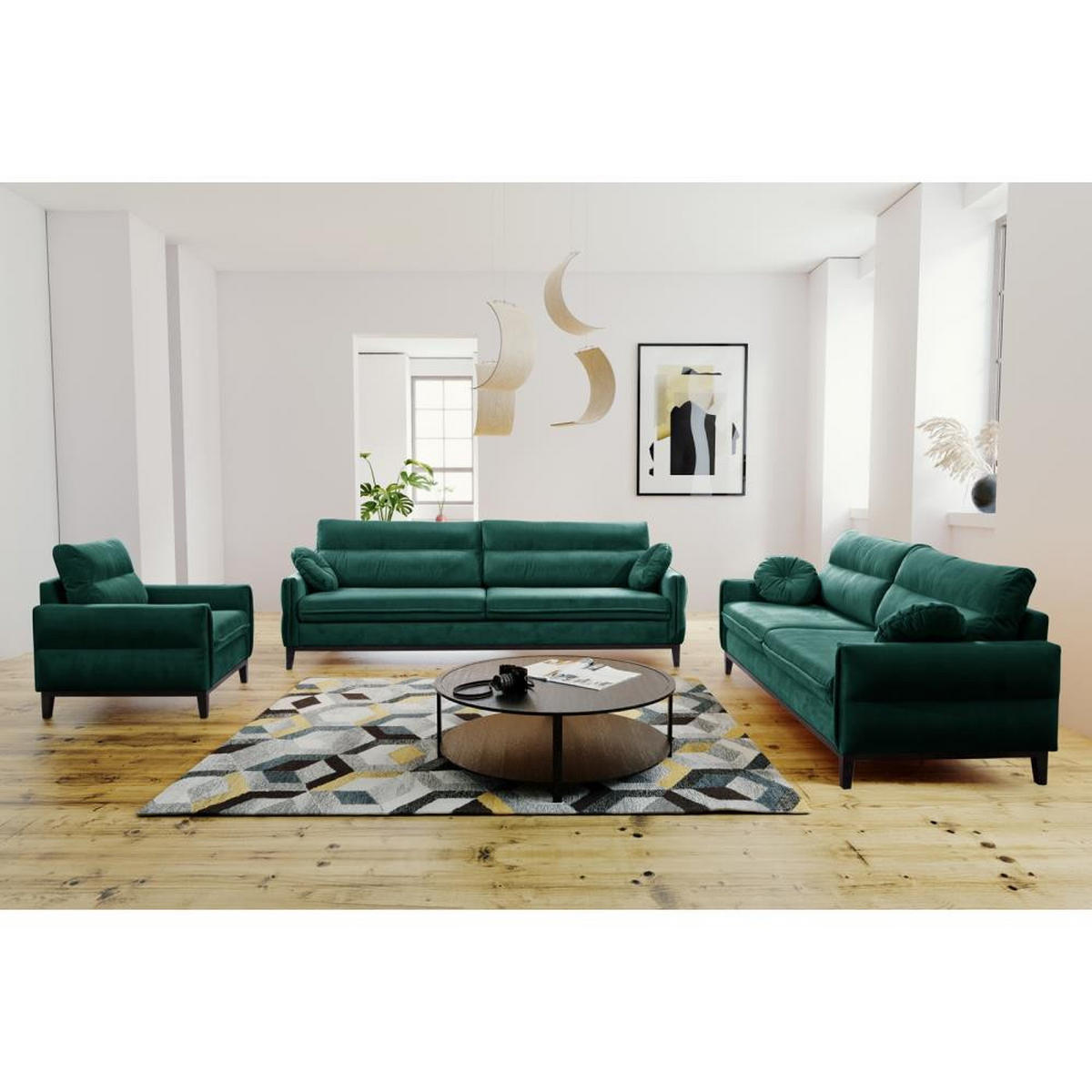 SOFA 2-SITZER Belweder Velours dunkelgrün - Wengefarben/Dunkelgrün, Holz/Textil (218/95/94cm) - Beautysofa