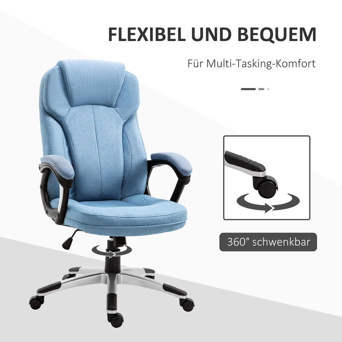 BÜROSTUHL, Ergonomisch, Hellblau - Hellblau, Kunststoff (75/58/66cm) - Vinsetto