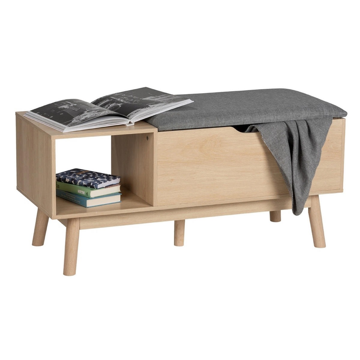 SCHUHREGAL Edda mit Sitzfläche und Stauraum - Braun, Holzwerkstoff (100/45/40cm)