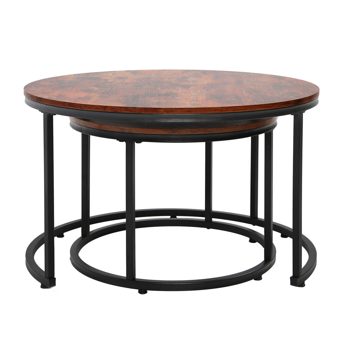 COUCHTISCH 2er Set rund Eiche dunkel - Dunkelbraun, Holzwerkstoff (70/70/42.5cm) - Home Collective