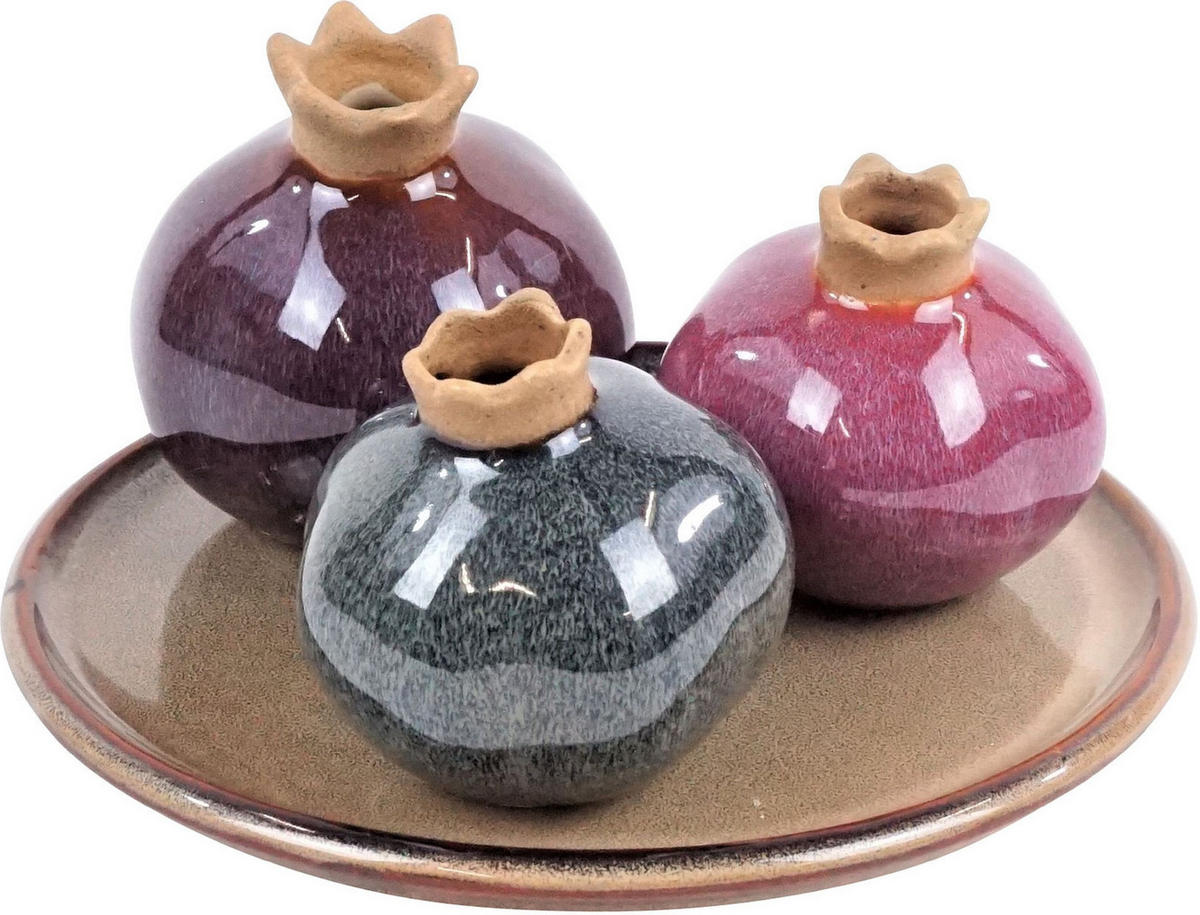 VASENENSEMBLE Rosenborg braun, grün, bordeaux - Braun, Keramik (10.5cm) - FURNARO