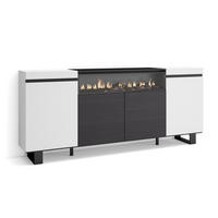 SIDEBOARD Elektrokamin, weiß und schwarz, 200/35/87cm - Multicolor/Schwarz, Holzwerkstoff (200/87/35cm) - Skraut Home