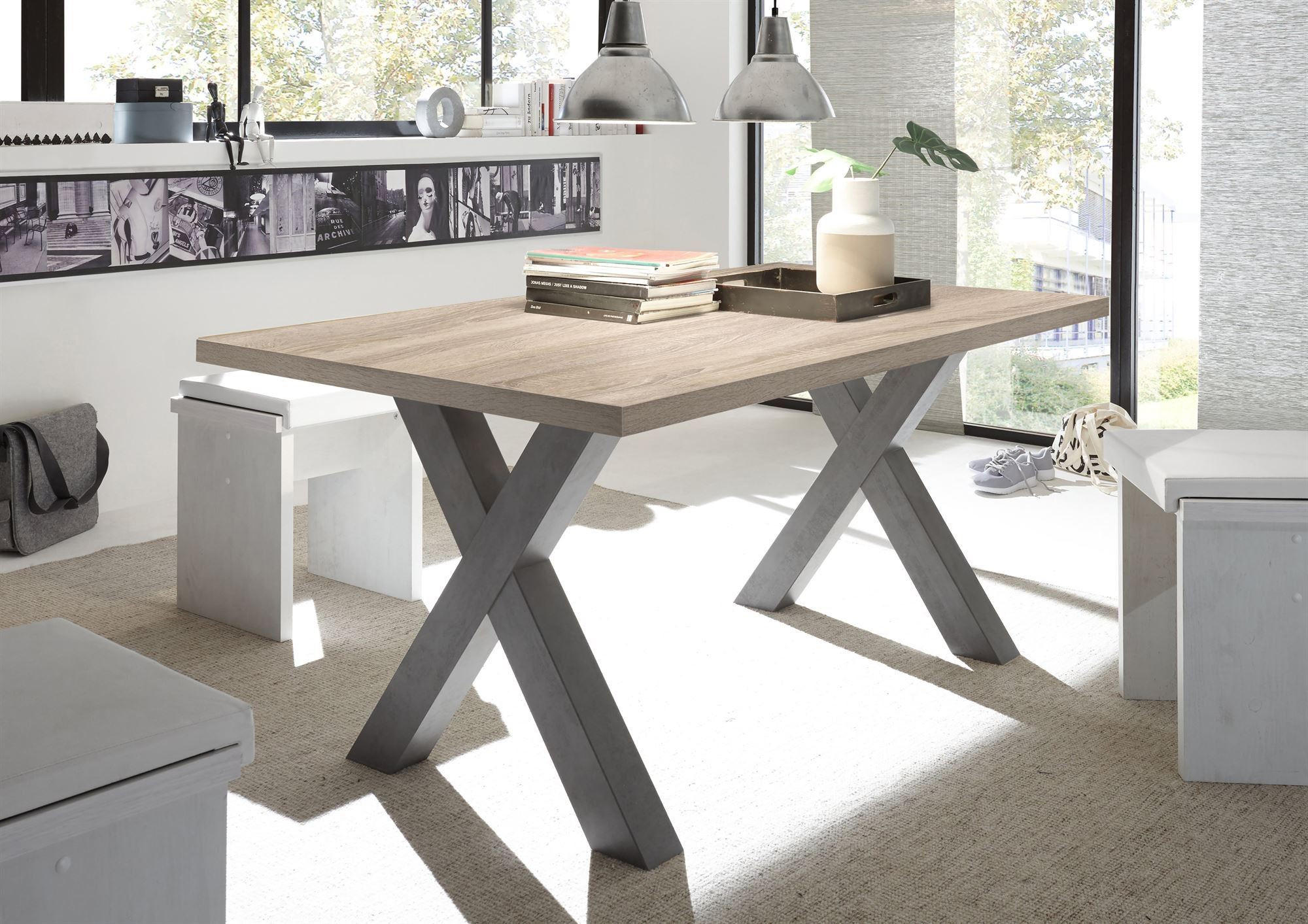 ESSZIMMERTISCH Eike 4 180 x 90 x 75 Esstisch Graphit/Eiche Sägerau - Braun, Holz (180/90/75cm) - 58aufmkessel