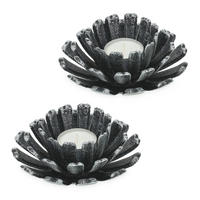 2xTEELICHTHALTER - Silberfarben, Metall (6cm) - Relaxdays