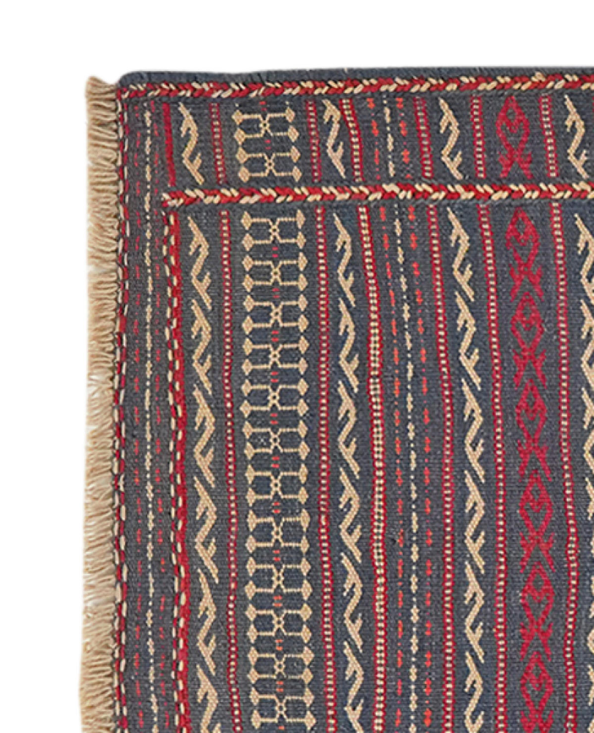 HANDWEBTEPPICH Kelim Kordi Blau 98/65 cm Schurwolle - Blau, Textil (65/98cm) - Looma