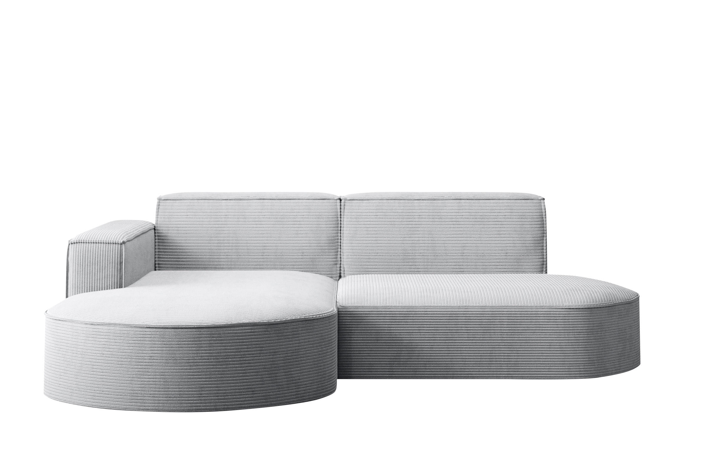ECKSOFA Modena Studio, Cord Stoff Hellgrau Links - Hellgrau, Holzwerkstoff/Textil (165/236cm) - Kaiser Möbel