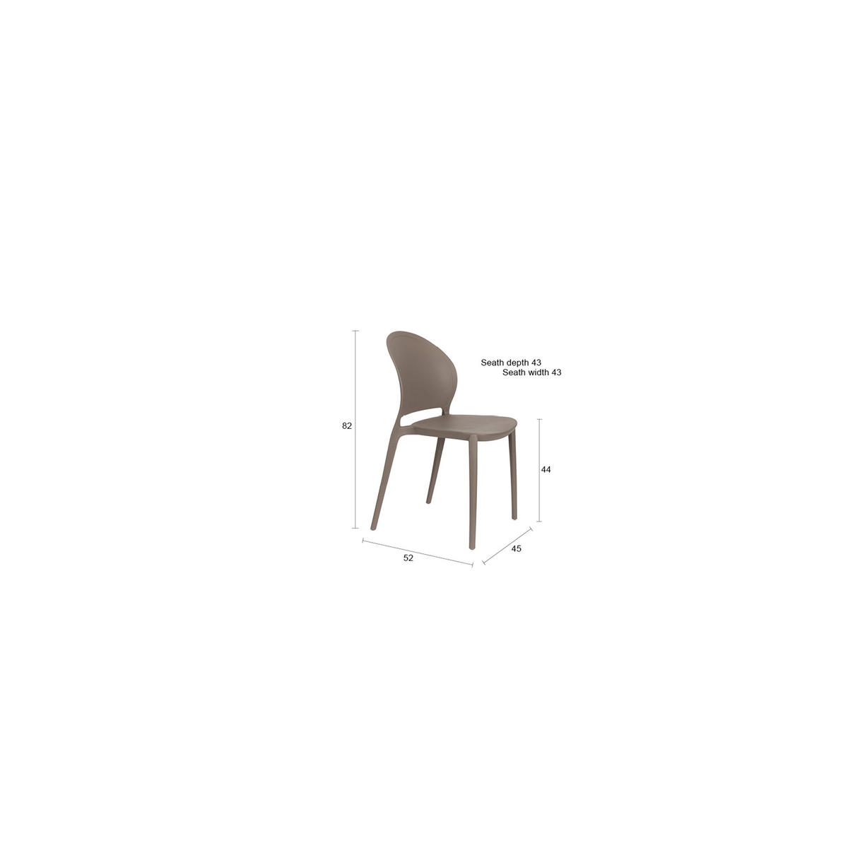GARTENSTUHL Sjoerd Grau - 4 er Set - Grau, Kunststoff (45/82/52cm) - Housecraft Living